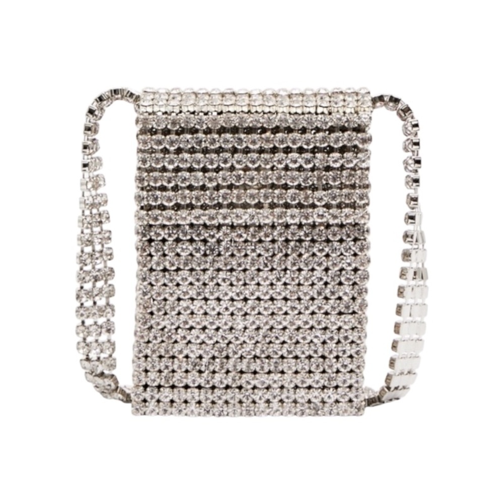 Area Silver Crystal Mesh Crossbody Bag
